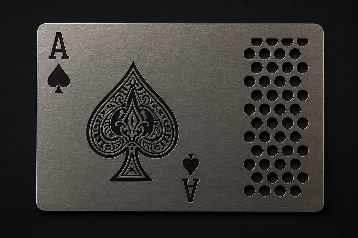 Ace Collection stainless steel collectible card with luxury graphics - All Metal Ads